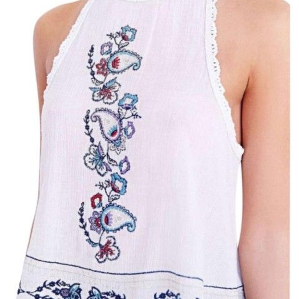 Urban Outfitters White Embellished Sleeveless Tank Top
